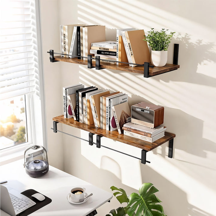 Wall shelf with industrial wood-metal design Stornfield