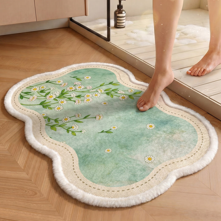 Floral Patterned Area Bath Mat