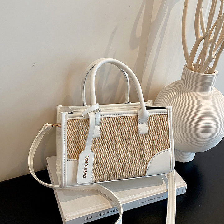 Structured Canvas and Faux Leather Tote