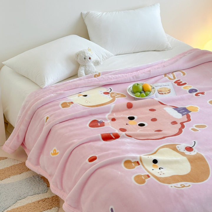 Plush Microfiber Cartoon Bear Fleece Throw Blanket