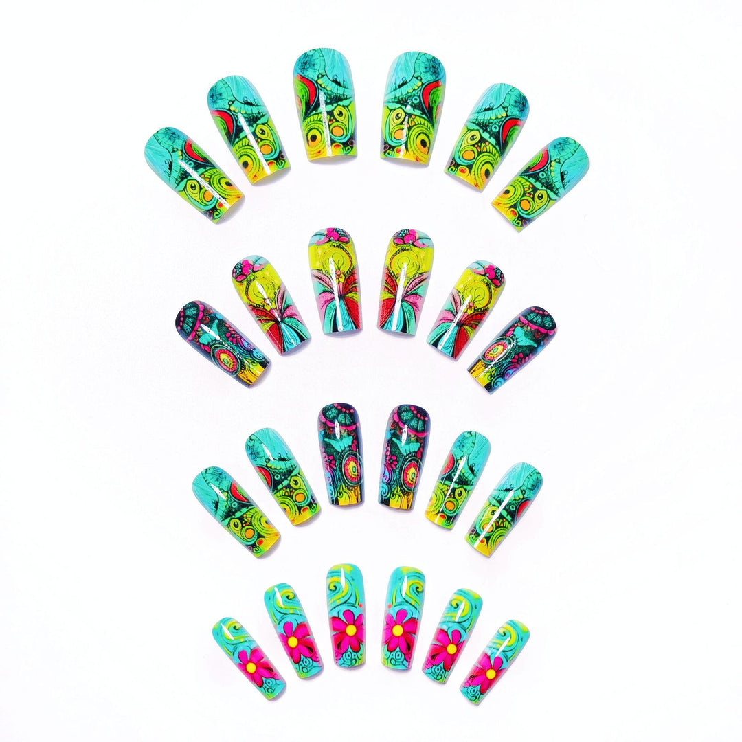 Creative Art Nails with Glowing Flower Design Stornfield