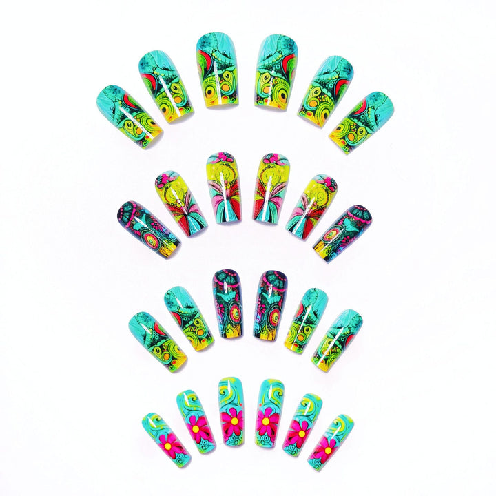 Creative Art Nails with Glowing Flower Design Stornfield