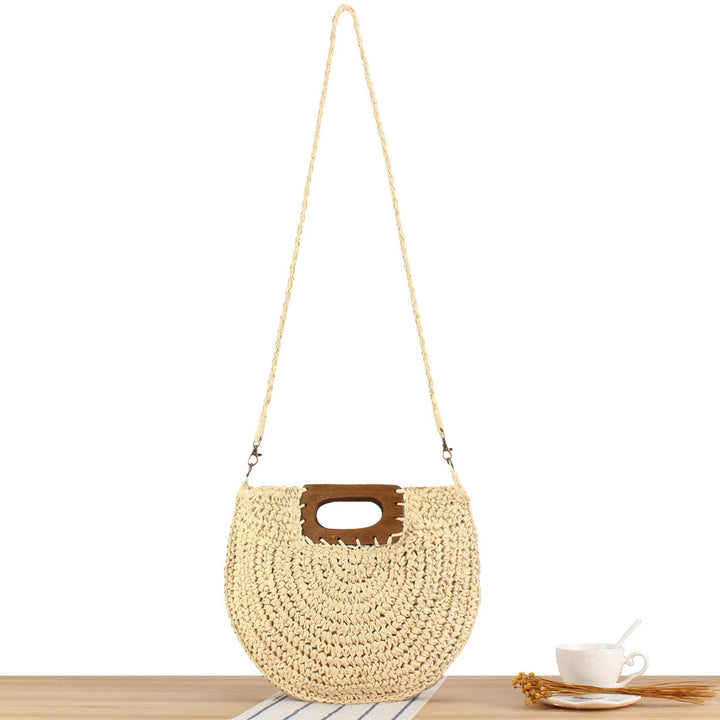 Macrame Crossbody Bag with Wooden Handle Stornfield