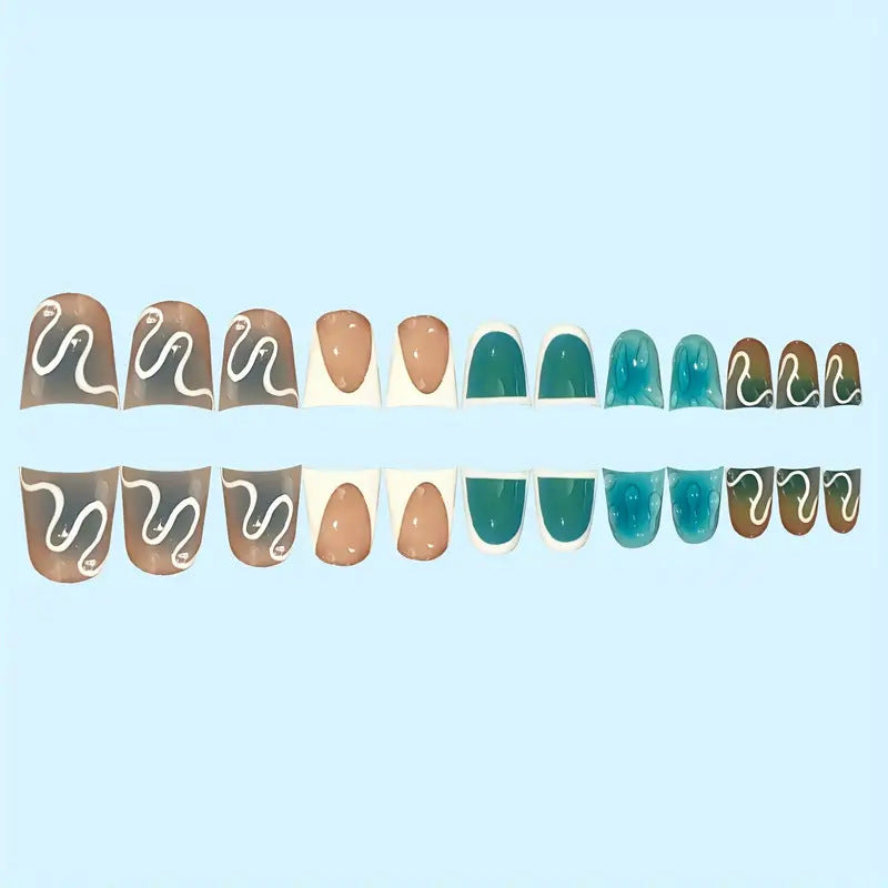 Artistic Abstract Press-On Nail Design Stornfield