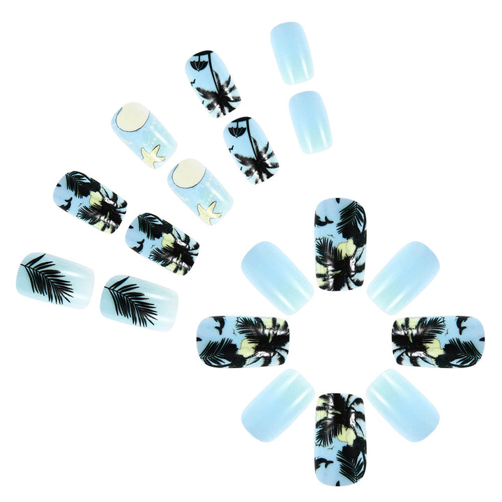 Tropical Beach-Themed Press-On Nail Art Stornfield