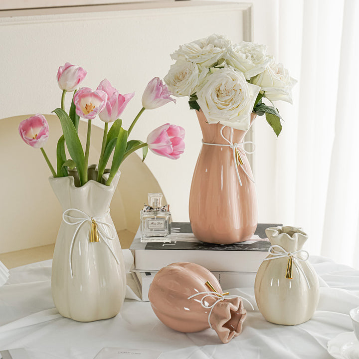 Artistic ceramic vase with decorative bow decoration Stornfield