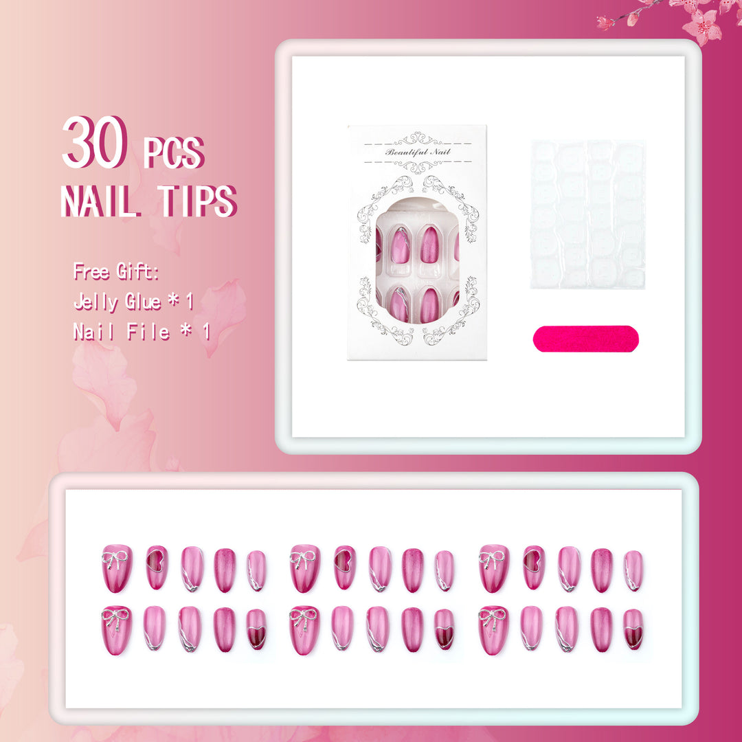 Heart and Bow Decorative Press-On Nail Art Set