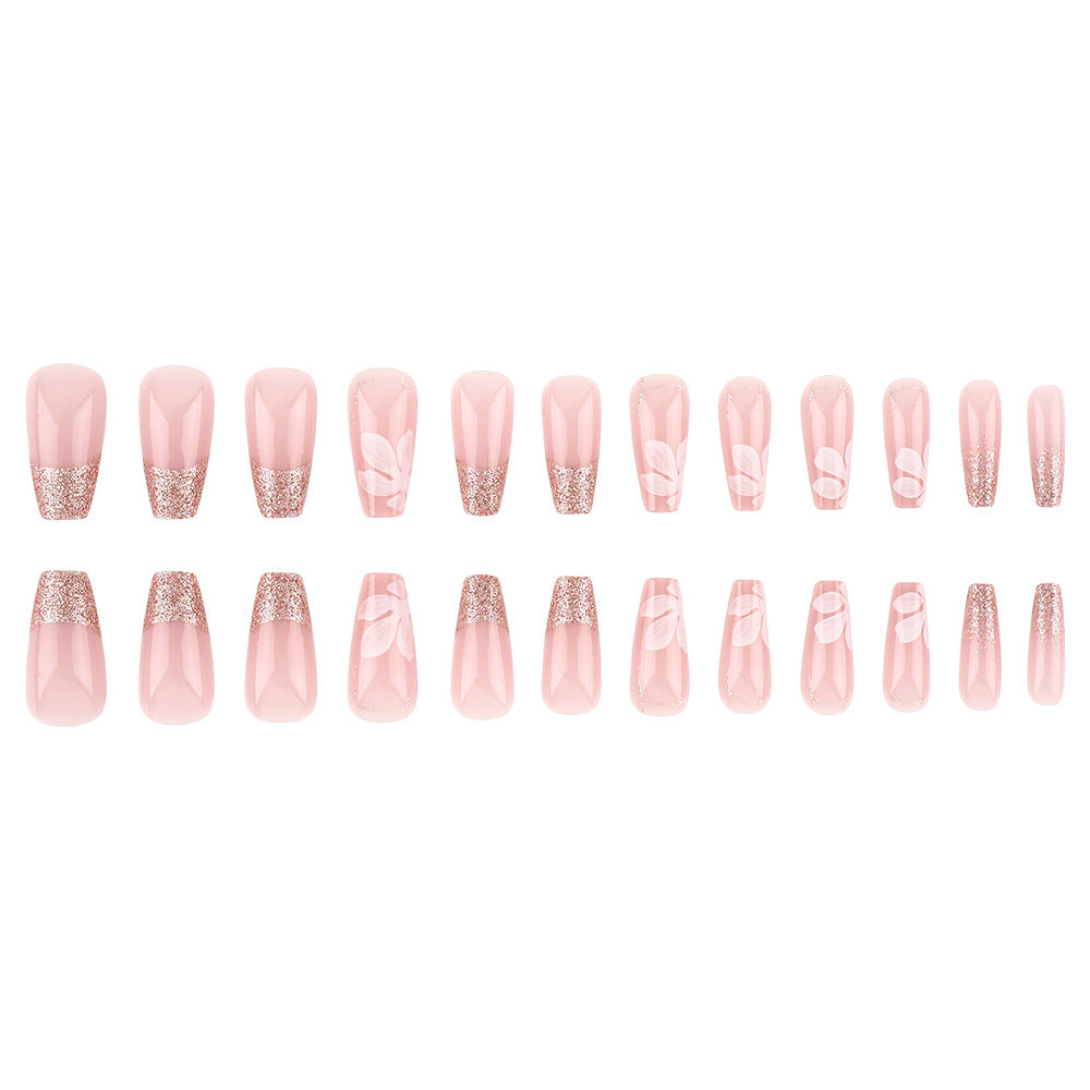 Glittery Elegant Floral Press-On Nails Stornfield
