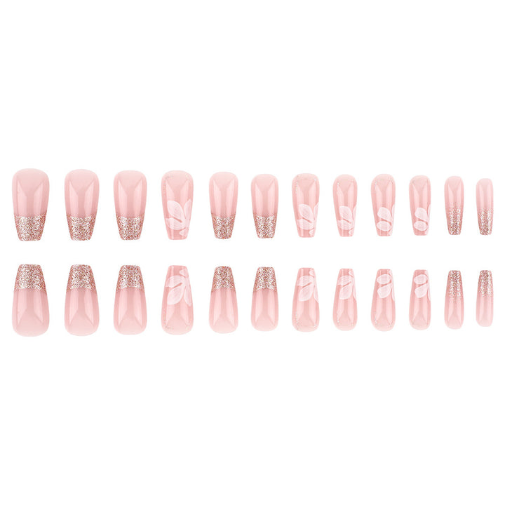 Glittery Elegant Floral Press-On Nails Stornfield