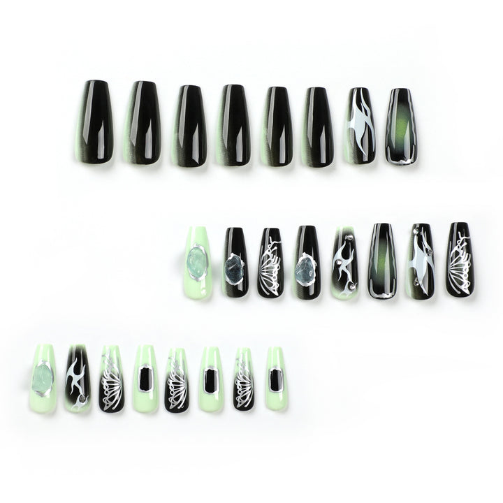 Artful Nail Extensions with Unique Glitter Accents Stornfield