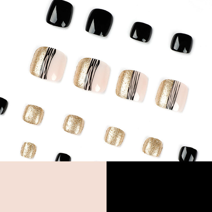 Exquisite toenail art with glitter and stripe design Stornfield