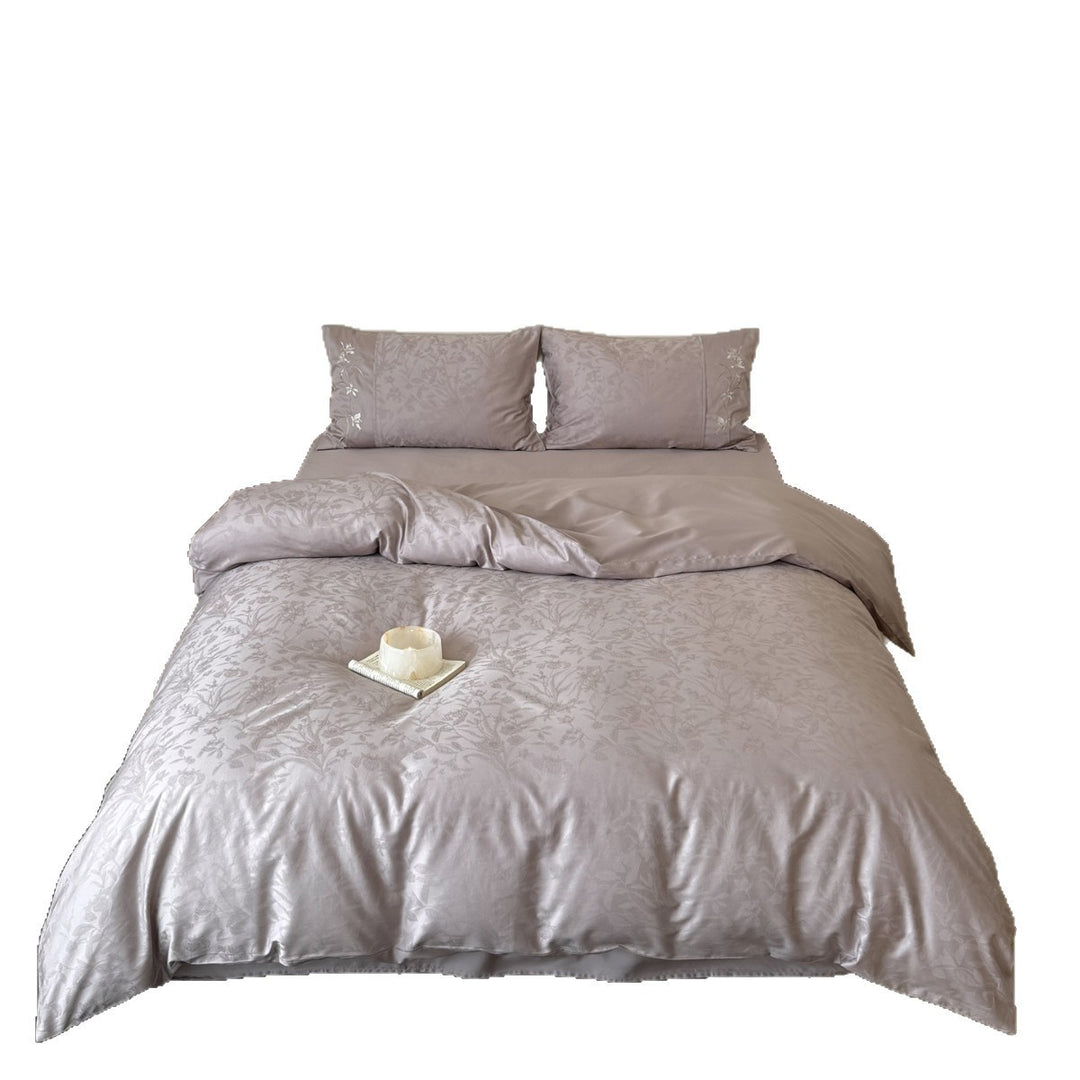 Jacquard Satin Floral Duvet Cover Set