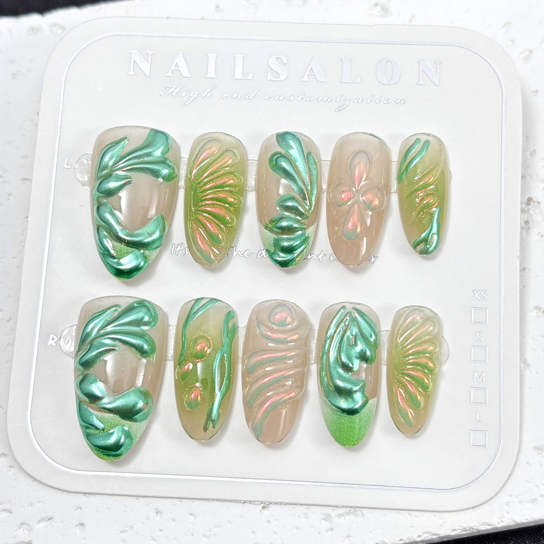 Artistic Floral-Inspired Press-On Nail Set