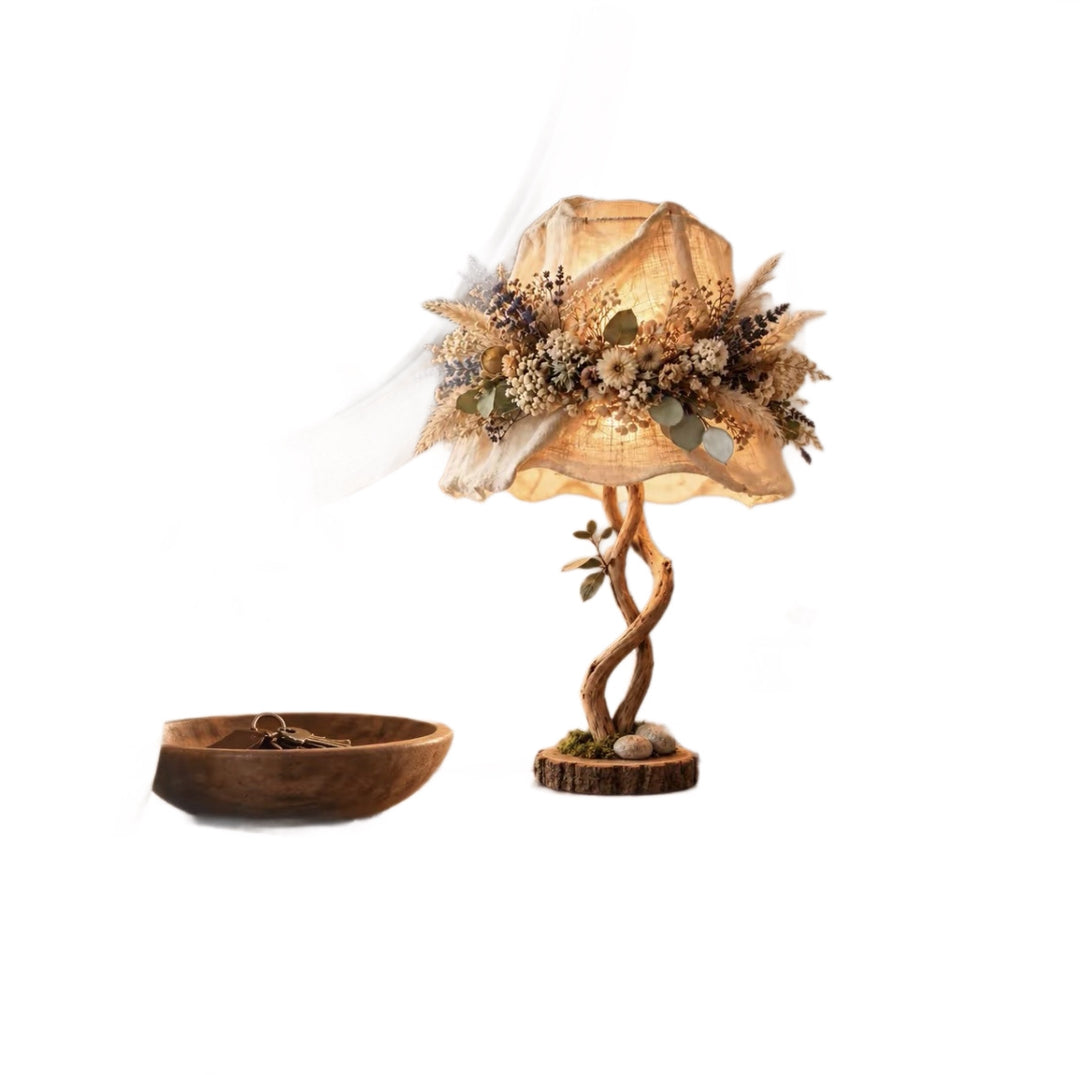 Decorative table lamp with floral elements Stornfield