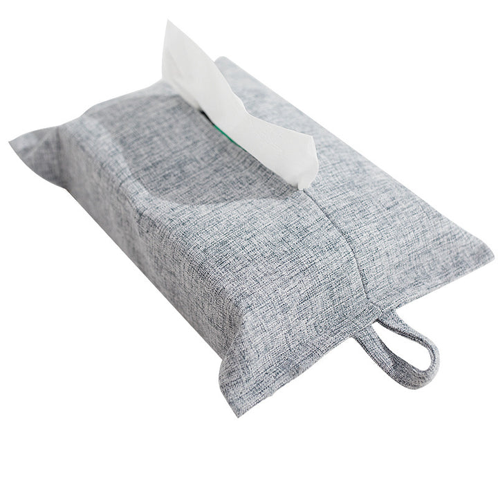 Decorative fabric tissue box cover with hanging loop