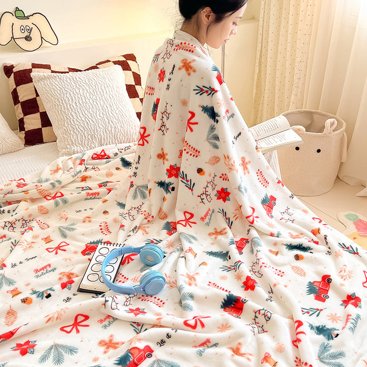 Cozy Holiday-Themed Fleece Throw Blanket