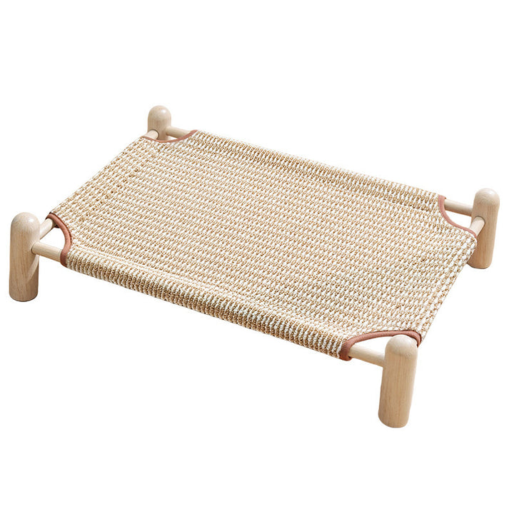 Unisex nan raised wooden pet bed with breathable, woven cover Stornfield
