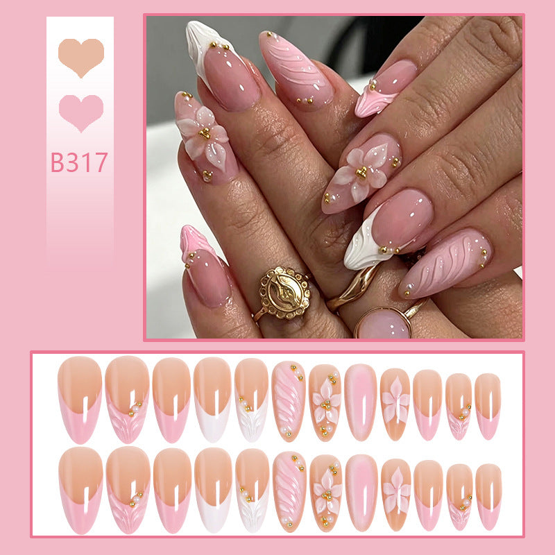 Artificial nail set with filigree floral design and elegant glitter Stornfield