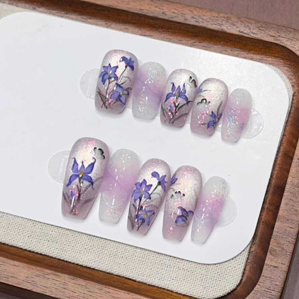 Glittery Star-Pattern Press-On Nail Art Set Stornfield