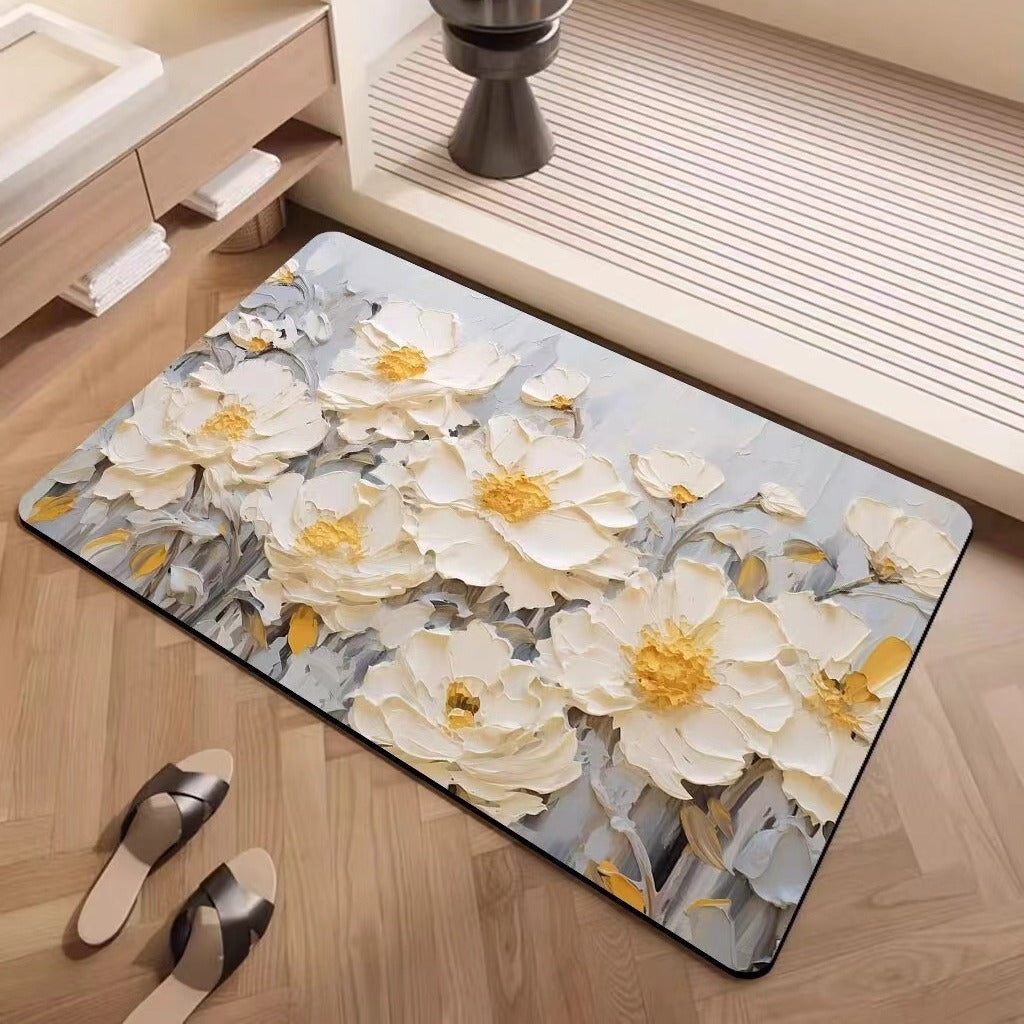 Luxury Textured Floral Bath Mat Stornfield