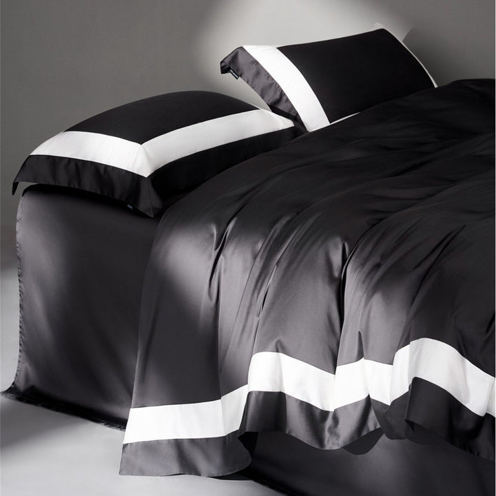 Luxury Satin Duvet Cover Set with Contrast Border and Pillow Shams