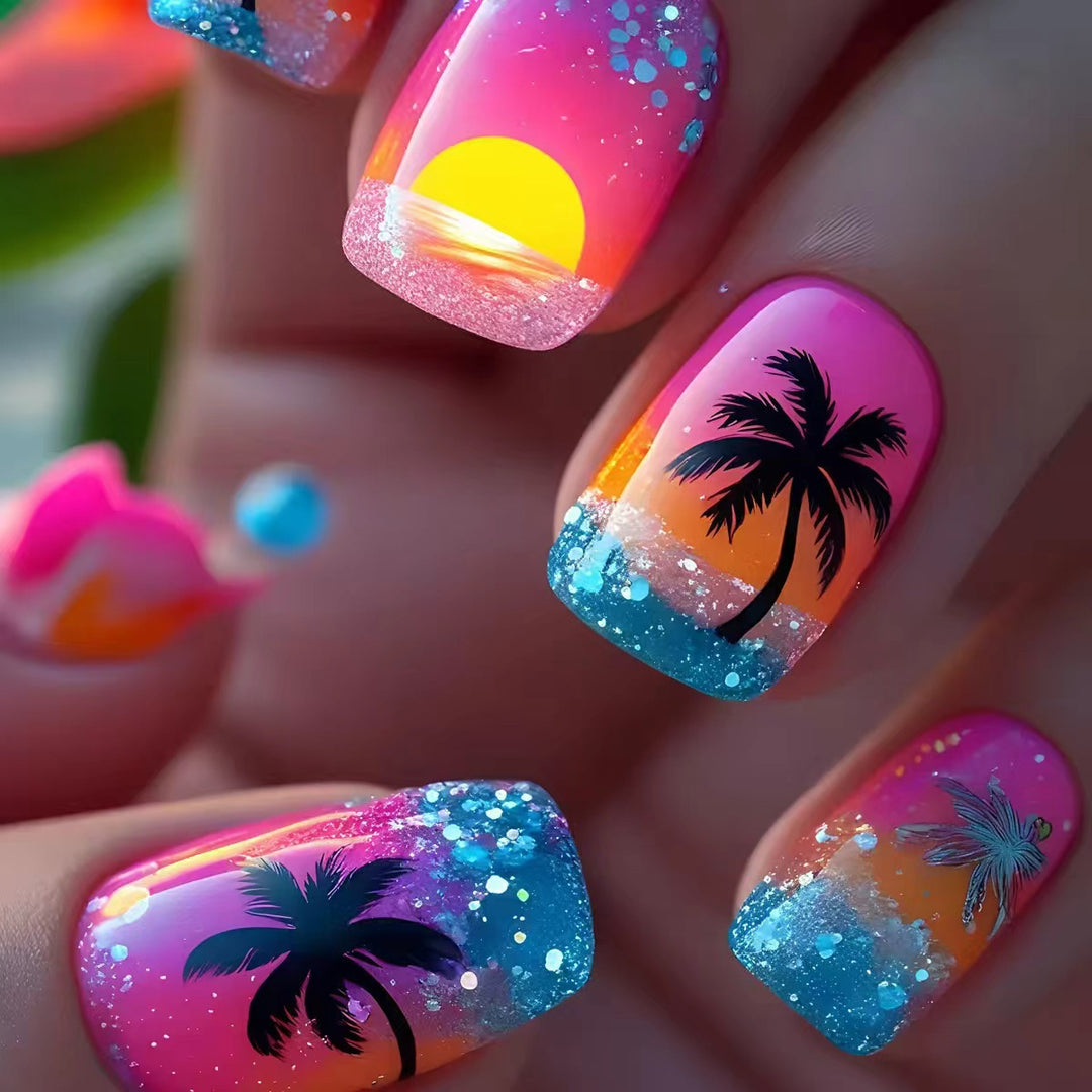 Tropical design artificial nails Stornfield