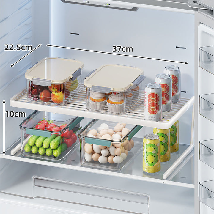 Two-Tier Adjustable Refrigerator Shelf Riser and Fridge Organizer