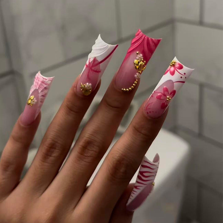 Premium 3D Floral Stiletto Press-On Nails Stornfield