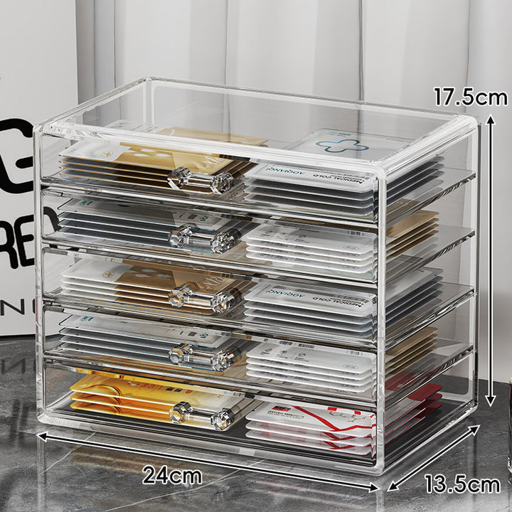 Transparent Acrylic Multi-Drawer Countertop Organizer for Face Masks and Small Accessories