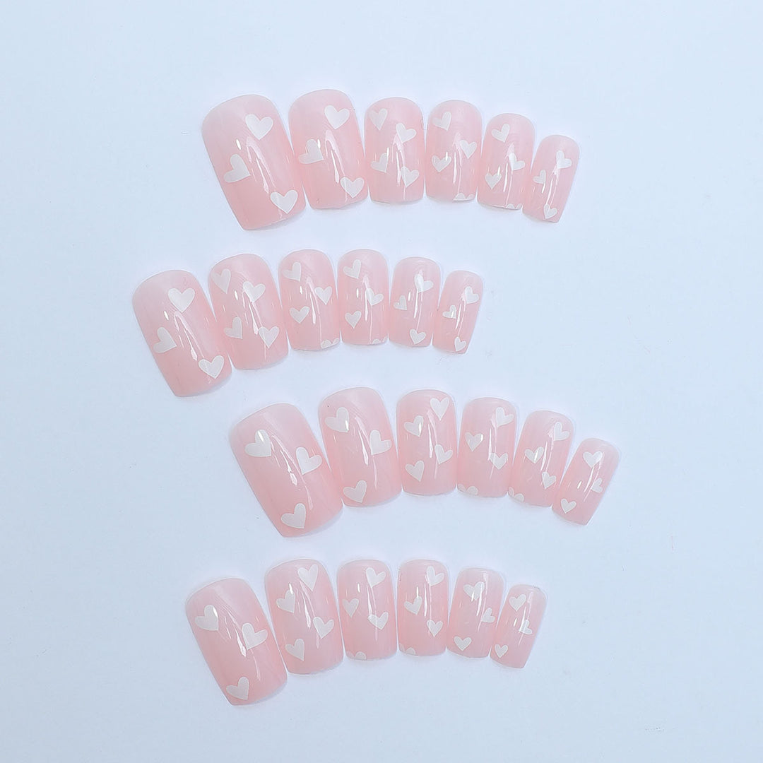 Heart-Themed Full Cover Press-On Nails Stornfield