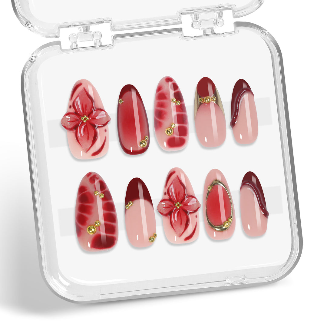 Nail art set with floral and luxurious accents Stornfield