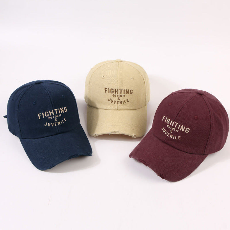 Women's Distressed Cotton Cap with Motivational Embroidery Stornfield