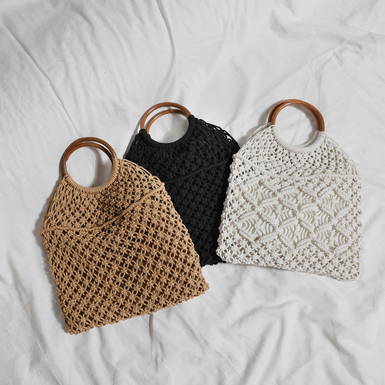 Macrame bag with wooden handle Stornfield