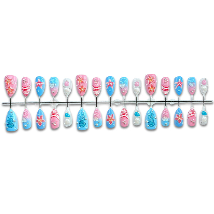Artistic Ocean-Inspired Press-On Nail Set
