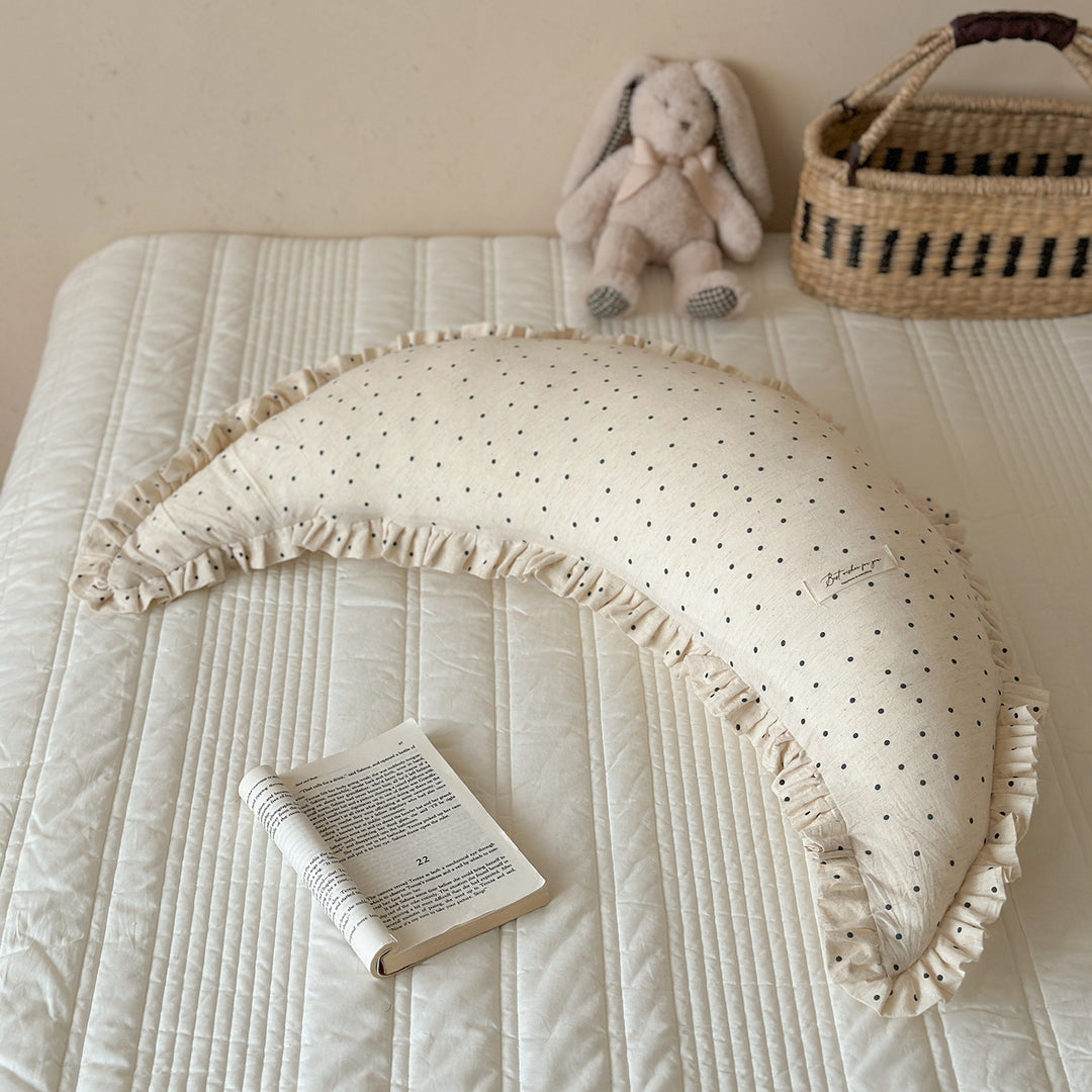 Ergonomic Cotton Maternity Nursing Support Pillow with Ruffled Cover and Bunny Print