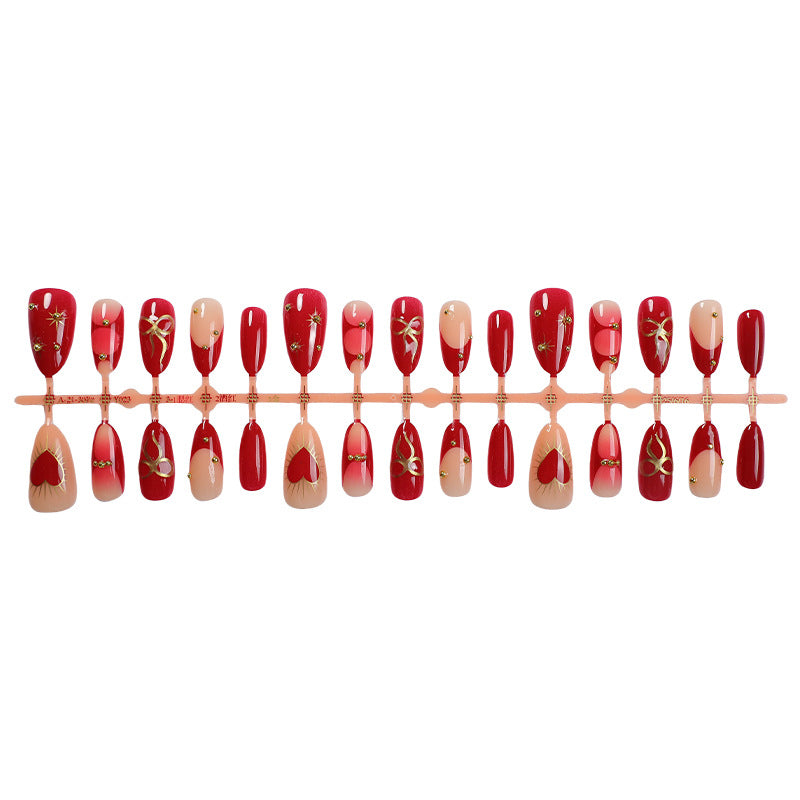 Decorative Press-On Nail Set with Elegant Heart and Floral Designs Stornfield
