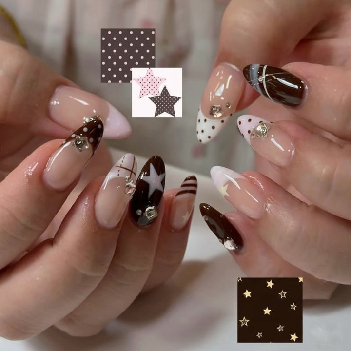 Elegant artificial nails with decorated designs Stornfield