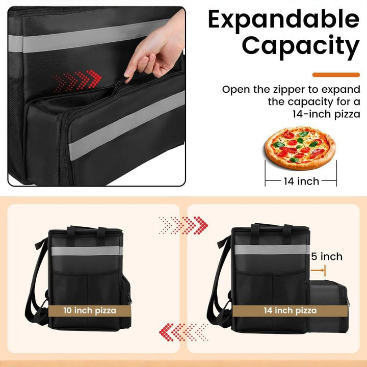 Women's Insulated Pizza Delivery Bag with Drink Holders and Reflectors Stornfield