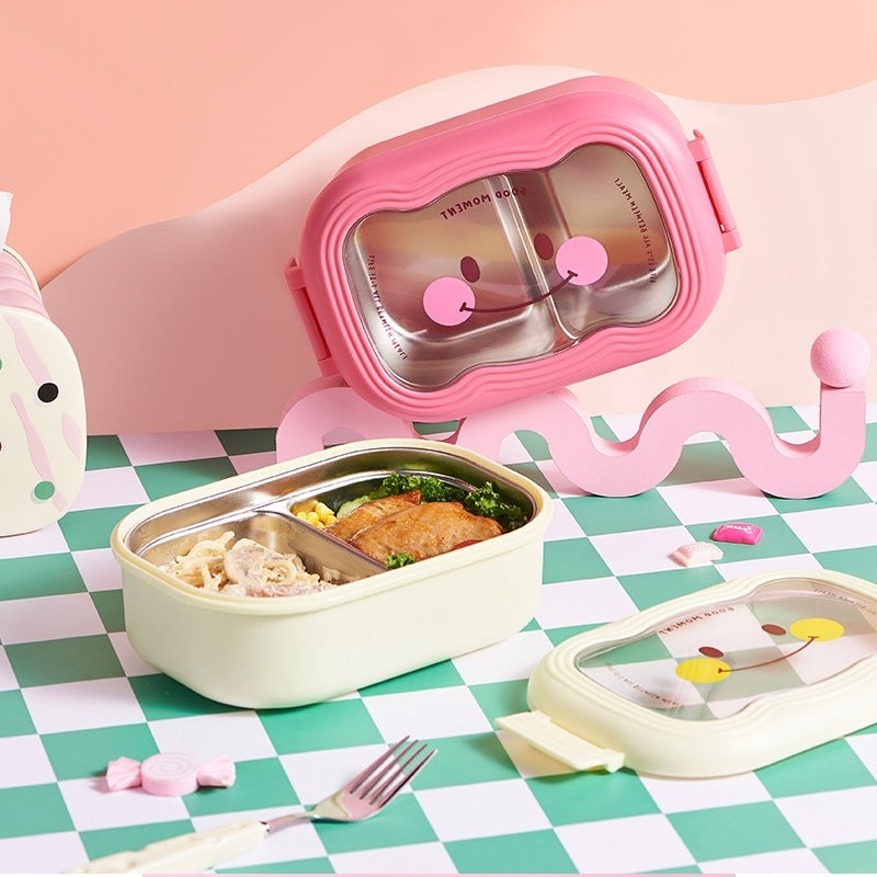 Smile-Themed Dual-Compartment Food Storage Container