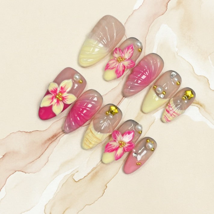 Artificial nails with floral 3D motifs Stornfield