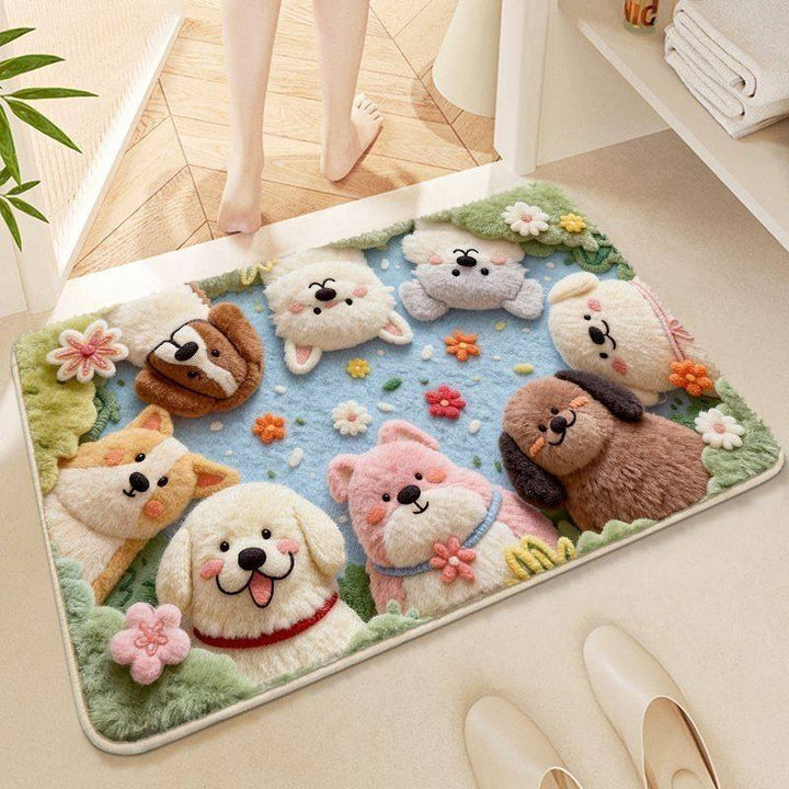 Plush Puppy-Themed Bathroom Mat