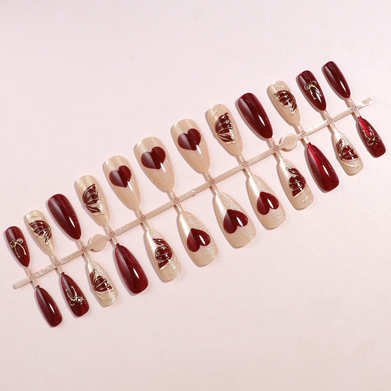 Artistic Heart-Accented Press-On Nail Set Stornfield