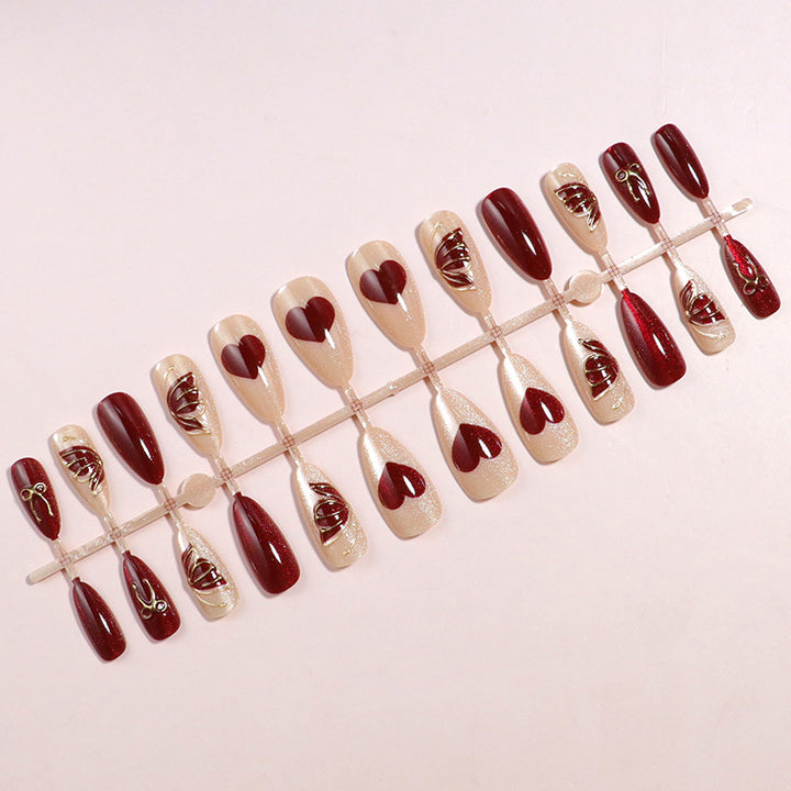 Artistic Heart-Accented Press-On Nail Set Stornfield