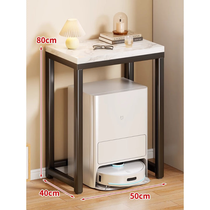 Marble Top Gold Metal Console Stand for Robot Vacuum Dock and Entryway Organizer