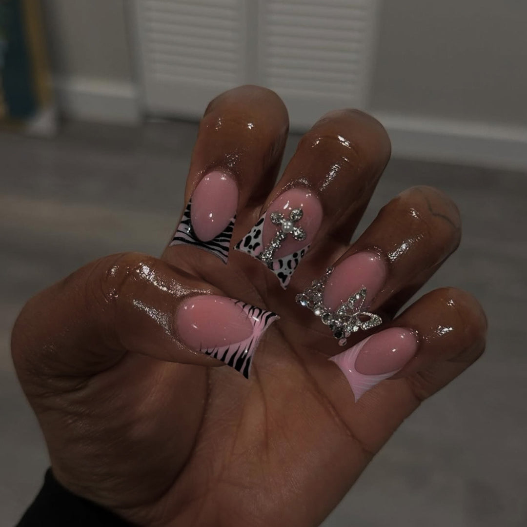 Glamorous Decorative Press-On Nails with Rhinestone Accents Stornfield