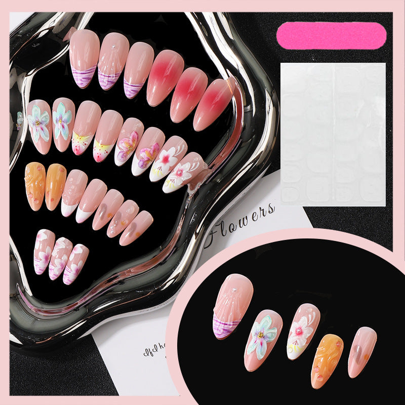 Artistic Floral Press-On Nail Set Stornfield