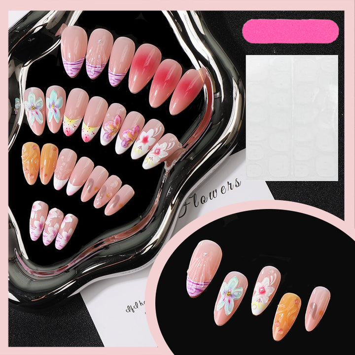 Artistic Floral Press-On Nail Set Stornfield
