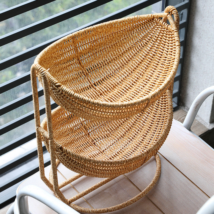 Women Two-Tier Rattan Basket Stornfield