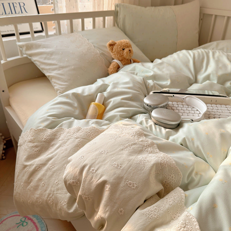 Embroidered Floral Duvet Cover Set