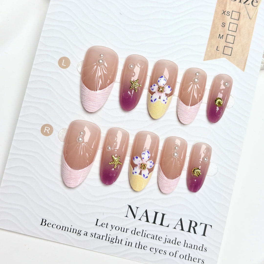 Elegant Floral Press-On Nail Design Set